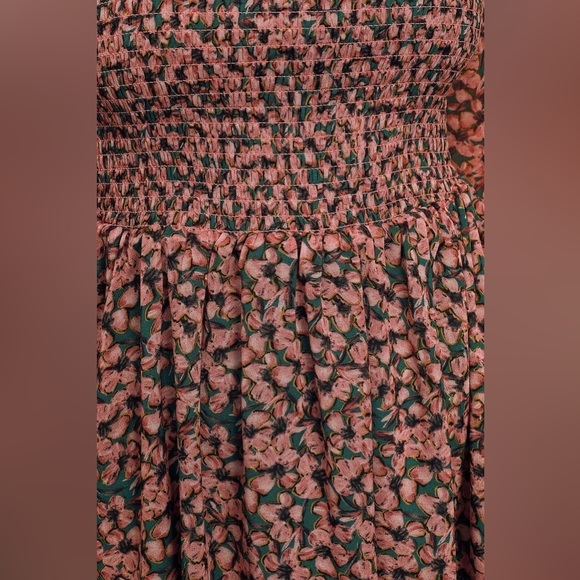 Lulus Floral Forever Green and Pink Floral Print Smocked Skater Dress NWT - Picture 6 of 15